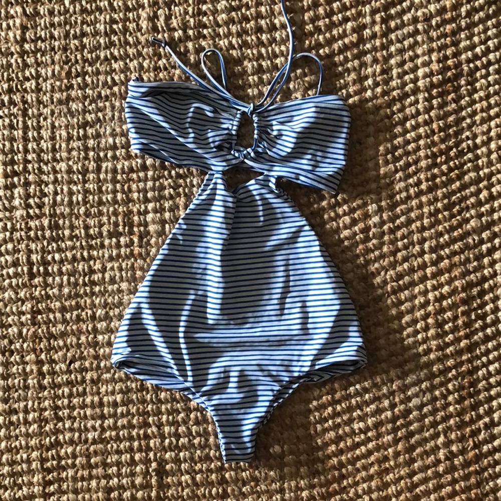 Mikoh swimwear Large L one piece bandeau stripe